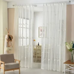 One Panel Minimalist Style Bird Embroidered Gauze Curtain Living Room Bedroom Dining Room Semi Transparent Window Screen