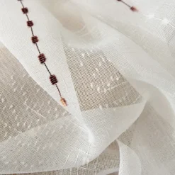 One Panel Modern Minimalist Style Vertical Striped Imitation Linen Curtain Living Room Bedroom Dining Room Semi Transparent Window Screen