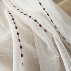 One Panel Modern Minimalist Style Vertical Striped Imitation Linen Curtain Living Room Bedroom Dining Room Semi Transparent Window Screen