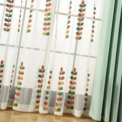 One Panel Rural Style Clover Embroidered Gauze Curtain Living Room Bedroom Dining Room Semi Transparent Window Screen