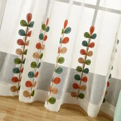 One Panel Rural Style Clover Embroidered Gauze Curtain Living Room Bedroom Dining Room Semi Transparent Window Screen