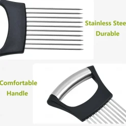 Onion Holder for Slicing, 1PCS Finger Guards for Cutting Food, Stainless Steel Onion Slicer Holder, Asanta Onion Fork Fruit and Vegetables Tools for Onion, Tomato, Potato, Carrots, Lemon, Meat