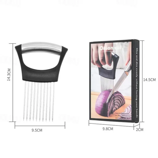 Onion Holder for Slicing, 1PCS Finger Guards for Cutting Food, Stainless Steel Onion Slicer Holder, Asanta Onion Fork Fruit and Vegetables Tools for Onion, Tomato, Potato, Carrots, Lemon, Meat