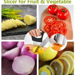 Onion Holder for Slicing, 1PCS Finger Guards for Cutting Food, Stainless Steel Onion Slicer Holder, Asanta Onion Fork Fruit and Vegetables Tools for Onion, Tomato, Potato, Carrots, Lemon, Meat