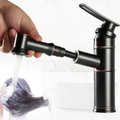 ORB Bathroom Sink Faucet,Pull out Spray Antique Brass Single Handle One Hole Bath Taps