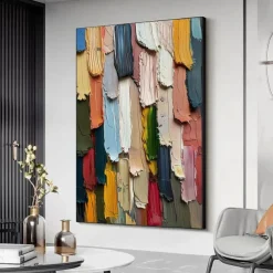 Original Abstract Colorful Texture Oil Painting on Canvas Large Wall Art Boho Wall Decor Minimalist Living Room Decor Gift for Housewarming Unframed