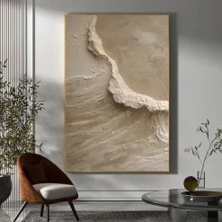Original White Abstract Painting White Beige Texture Painting Abstract Wall Art Minimalist Abstract Painting Modern Art Living Room Art Stretched Frame Ready to Hang