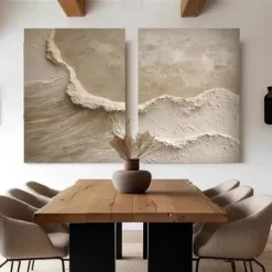 Original White Abstract Painting White Beige Texture Painting Abstract Wall Art Minimalist Abstract Painting Modern Art Living Room Art Stretched Frame Ready to Hang