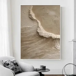 Original White Abstract Painting White Beige Texture Painting Abstract Wall Art Minimalist Abstract Painting Modern Art Living Room Art Stretched Frame Ready to Hang