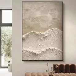 Original White Abstract Painting White Beige Texture Painting Abstract Wall Art Minimalist Abstract Painting Modern Art Living Room Art Stretched Frame Ready to Hang