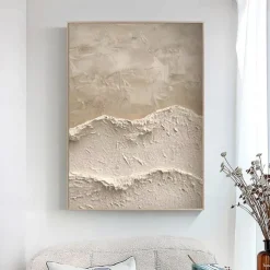Original White Abstract Painting White Beige Texture Painting Abstract Wall Art Minimalist Abstract Painting Modern Art Living Room Art Stretched Frame Ready to Hang