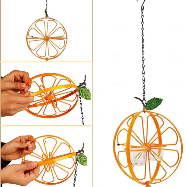 Oriole Bird Feeder for Outdoors Jelly and Oranges, Orange Fruit Oriole Jelly Bird Feeder, Outdoor Garden Metal Hanging Drinking Grape Jelly Container Hummingbird Feeder