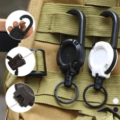 Outdoor Automatic Retractable Wire Rope Luya Tactical Keychain,Heavy Duty Retractable Pull Reel Carabiner Key Chains Strong Steel Wire Rope Buckle Spring Key Ring Outdoor Sporty Keychain Tool