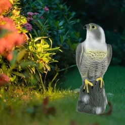 Outdoor Bird Scarecrow Deterrent - Lifelike Hawk Falcon Hunting Decoy, High-Quality Pest Control, Durable Plastic, Black and Yellow for Garden and Farmland, Bird Scare Devices