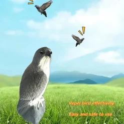 Outdoor Bird Scarecrow Deterrent - Lifelike Hawk Falcon Hunting Decoy, High-Quality Pest Control, Durable Plastic, Black and Yellow for Garden and Farmland, Bird Scare Devices