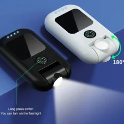 Outdoor Camping Light With Compass C-Shaped Charging Bag Flashlight Camping Light 180 Degree Rotation Super Bright Hiking and Fishing Light 1PC