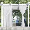 Outdoor Curtain for Patio, White Linen Look Semi-Sheer Curtains Waterproof Light Filtering Voile Outside Grommet Drapes for Pergola Balcony Pool Indoor