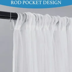 Outdoor Curtain for Patio, White Linen Look Semi-Sheer Curtains Waterproof Light Filtering Voile Outside Grommet Drapes for Pergola Balcony Pool Indoor