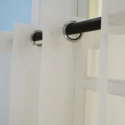Outdoor Curtain for Patio, White Linen Look Semi-Sheer Curtains Waterproof Light Filtering Voile Outside Grommet Drapes for Pergola Balcony Pool Indoor