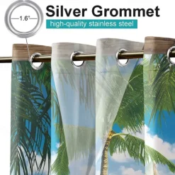 Outdoor Curtain for Patio Waterproof, Home Decor Thermal Insulated Grommet Top Blackout Indoor Outdoor Vertical Blind/Drape for Gazebo, Front Porch, Pergola