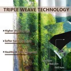 Outdoor Curtains for Patio Waterproof Blackout Outside Deck for Gazebo Pavilion Pergola Arbor Sun Room, 2 Panels, Waterfall River