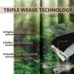 Outdoor Curtains for Patio Waterproof Blackout Outside Deck for Gazebo Pavilion Pergola Arbor Sun Room, 2 Panels, Waterfall River