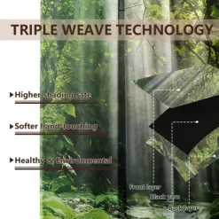 Outdoor Curtains for Patio Waterproof Blackout Outside Deck for Gazebo Pavilion Pergola Arbor Sun Room, 2 Panels, Waterfall River