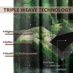 Outdoor Curtains for Patio Waterproof Blackout Outside Deck for Gazebo Pavilion Pergola Arbor Sun Room, 2 Panels, Waterfall River