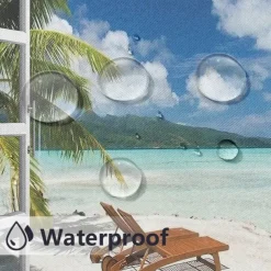 Outdoor Curtains Waterproof Windproof Weatherproof Curtain for Patio, Cabana, Porch, Pergola and Gazebo, Grommet Top Drape, 2 Panels Beach Palm