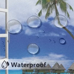 Outdoor Curtains Waterproof Windproof Weatherproof Curtain for Patio, Cabana, Porch, Pergola and Gazebo, Grommet Top Drape, 2 Panels Beach Palm