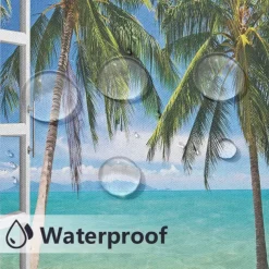 Outdoor Curtains Waterproof Windproof Weatherproof Curtain for Patio, Cabana, Porch, Pergola and Gazebo, Grommet Top Drape, 2 Panels Beach Palm