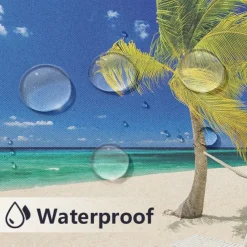 Outdoor Curtains Waterproof Windproof Weatherproof Curtain for Patio, Cabana, Porch, Pergola and Gazebo, Grommet Top Drape, 2 Panels Beach Palm