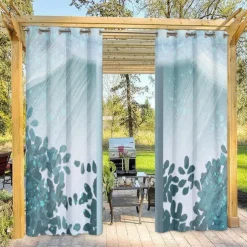 Outdoor Curtains Waterproof Windproof Weatherproof Curtain for Patio, Cabana, Porch, Pergola and Gazebo, Grommet Top Drape, 2 Panels Garden Theme
