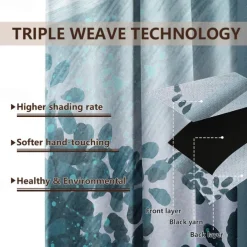 Outdoor Curtains Waterproof Windproof Weatherproof Curtain for Patio, Cabana, Porch, Pergola and Gazebo, Grommet Top Drape, 2 Panels Garden Theme