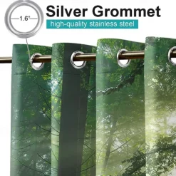 Outdoor Curtains Waterproof Windproof Weatherproof Curtain for Patio, Cabana, Porch, Pergola and Gazebo, Grommet Top Drape, 2 Panels Forest Landscape