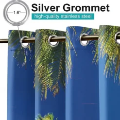 Outdoor Curtains Waterproof Windproof Weatherproof Curtain for Patio, Cabana, Porch, Pergola and Gazebo, Grommet Top Drape, 2 Panels Forest Landscape