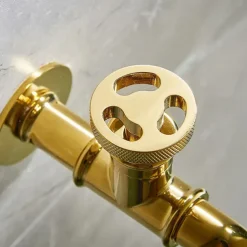 Outdoor Faucet,Industrial Style Wall Mounted Faucet,Black/Gold Wall Installed Classic Kitchen Faucet with Cold Water Only