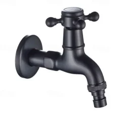 Outdoor Faucet,Industrial Style Single Handle Indoor/Outdoor Faucet, Black Wall Installation One Hole Standard Spout,/Vintage Style Brass COD Bathroom Sink Faucet with Cold Water Only