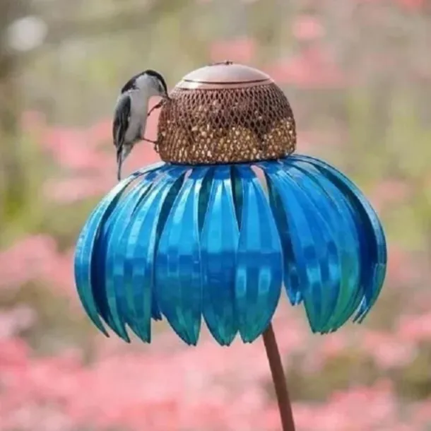 Outdoor Flower Bird Feeder,Spring Decoration 78cm Height Metal Flower Bird Feeder Hanging Hummingbird Feeder Garden Outdoor Metal Birds Supplies Pet Bird Feeding Catch Food