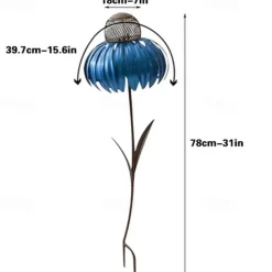 Outdoor Flower Bird Feeder,Spring Decoration 78cm Height Metal Flower Bird Feeder Hanging Hummingbird Feeder Garden Outdoor Metal Birds Supplies Pet Bird Feeding Catch Food