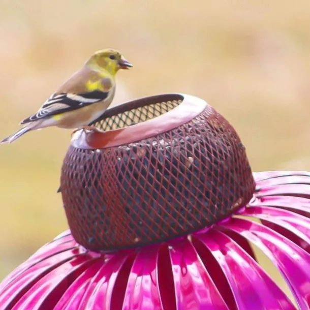 Outdoor Flower Bird Feeder,Spring Decoration 78cm Height Metal Flower Bird Feeder Hanging Hummingbird Feeder Garden Outdoor Metal Birds Supplies Pet Bird Feeding Catch Food