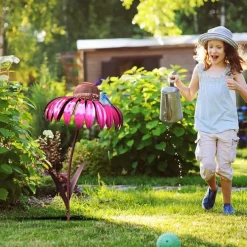 Outdoor Flower Bird Feeder,Spring Decoration 78cm Height Metal Flower Bird Feeder Hanging Hummingbird Feeder Garden Outdoor Metal Birds Supplies Pet Bird Feeding Catch Food