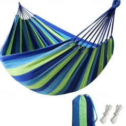 Outdoor Garden Camping Hammock With Tree Straps For Hanging, Durable Hammock Holds Up To 450lbs, Portable Hammock With Travel Bag Perfect For Outdoor/Indoor Patio Backyard Camping