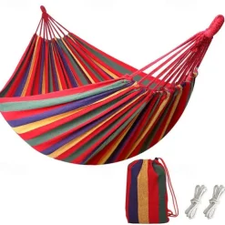 Outdoor Garden Camping Hammock With Tree Straps For Hanging, Durable Hammock Holds Up To 450lbs, Portable Hammock With Travel Bag Perfect For Outdoor/Indoor Patio Backyard Camping