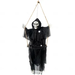 Outdoor Halloween Decor Scary Voice Effects LED Hanging Decor Decorations Outdoor Scary Skeleton with Light Up Eyes Swing Flying for Yard Garden Patio Cute Halloween Decor