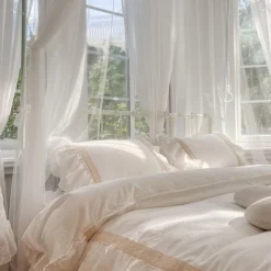 Outdoor Indoor Bed Canopy Mosquito Net 4 Corners Post Easy Installation Princess Style Suitable for Adults and Children without Bracket