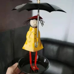 Outdoor Iron Hanging Bird Feeder, Umbrella Girl Bird Feeder, Garden Patio Bird Feeding Station, Metal Craft Ornament for Outdoor Decor