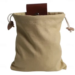 Outdoor leather canvas picking bag jungle foraging bag camping storage waist bag fruit picking bag