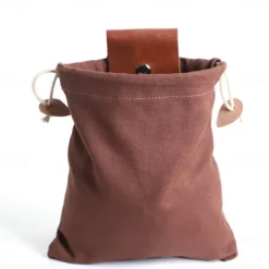 Outdoor leather canvas picking bag jungle foraging bag camping storage waist bag fruit picking bag