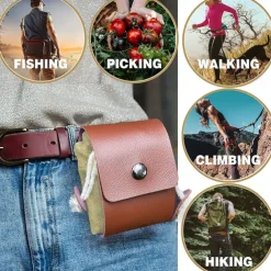 Outdoor leather canvas picking bag jungle foraging bag camping storage waist bag fruit picking bag